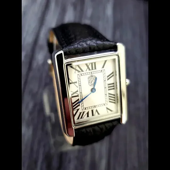 Iconic Pierre Lucerne 1888 Men Classic Tank Watch Black Band